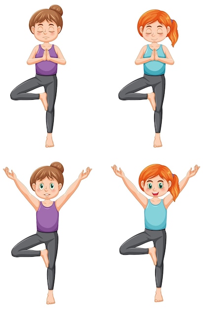 Vecteur gratuit ensemble de postures de yoga