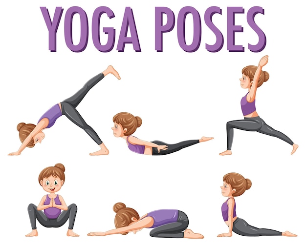 Vecteur gratuit ensemble de postures de yoga