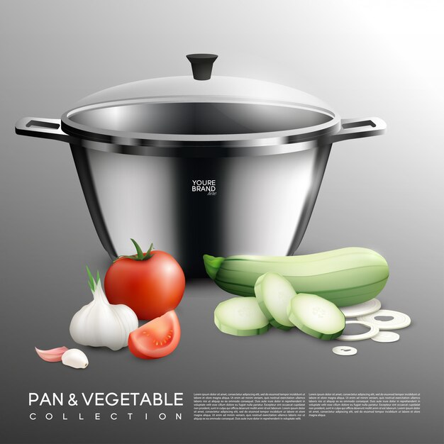 Ensemble de pot et légumes réaliste