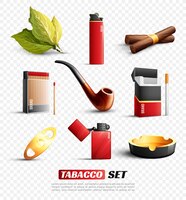 Vecteur gratuit ensemble de produits du tabac