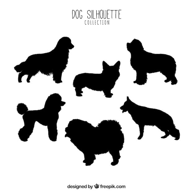 Vecteur gratuit ensemble de profil silhouettes de chien