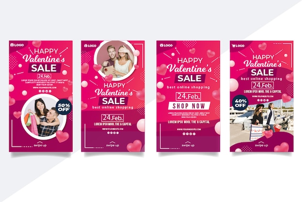 Ensemble de publications instagram sur les ventes de la Saint-Valentin