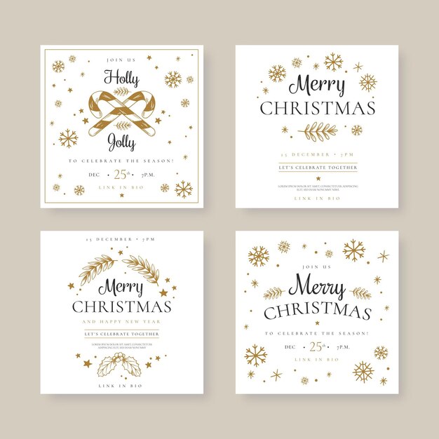 Ensemble de publications sur les réseaux sociaux de Noël