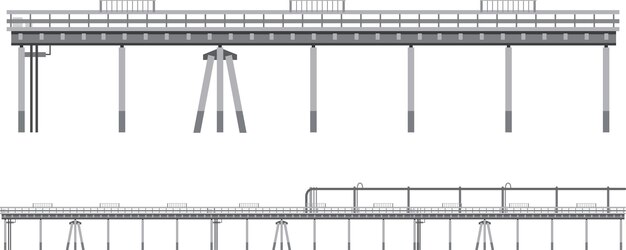 Ensemble de quai et pont sur fond blanc