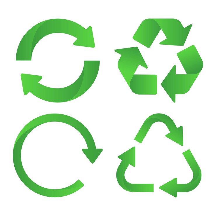 Vecteur gratuit ensemble de quatre panneaux de recyclage verts graidnet