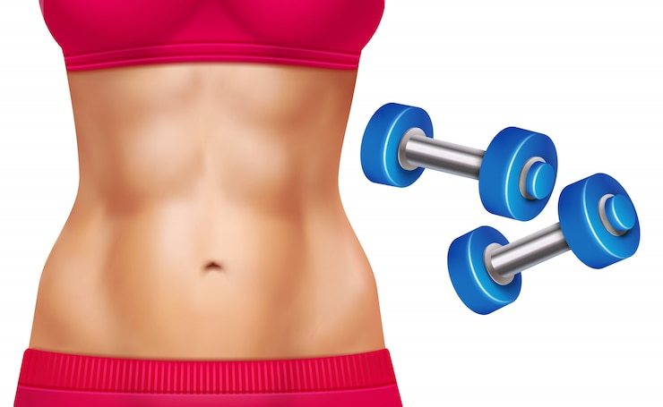 Vecteur gratuit ensemble réaliste de femme abs