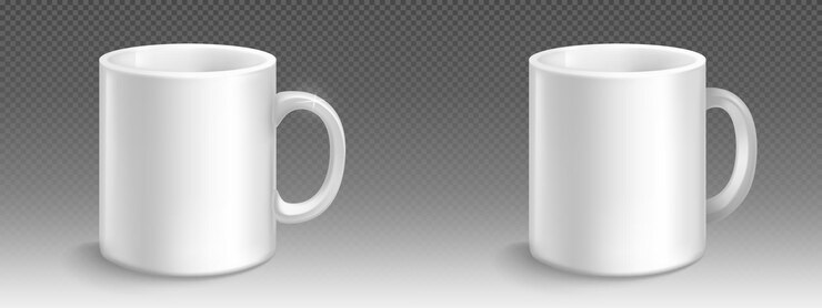 Vecteur gratuit ensemble réaliste de maquettes de tasses blanches