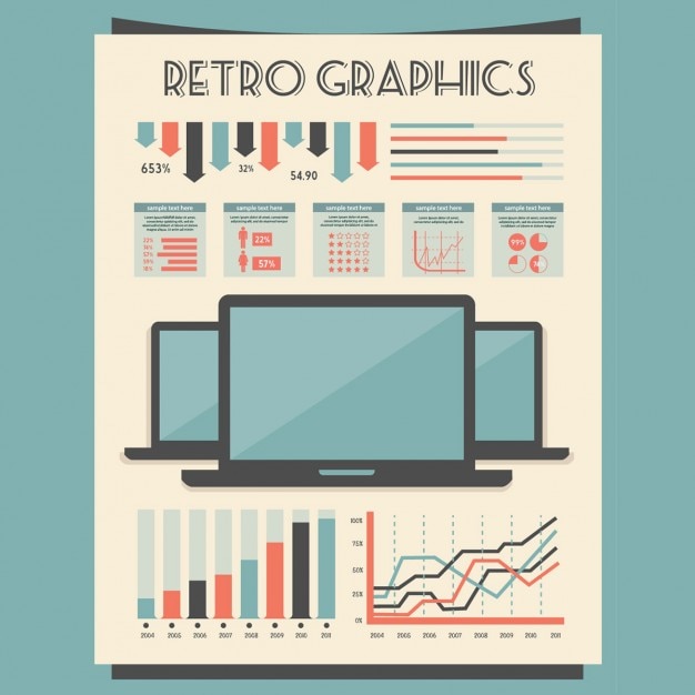 Vecteur gratuit ensemble rétro vecteur d'éléments infographiques