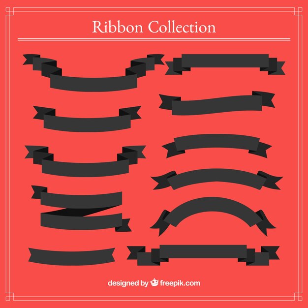 Ensemble de rubans noirs en design plat