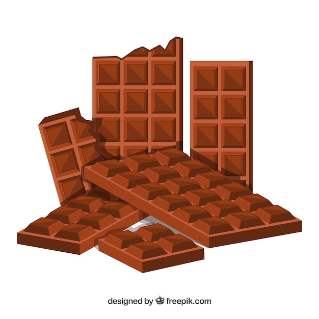 Ensemble de savoureuses barres de chocolat