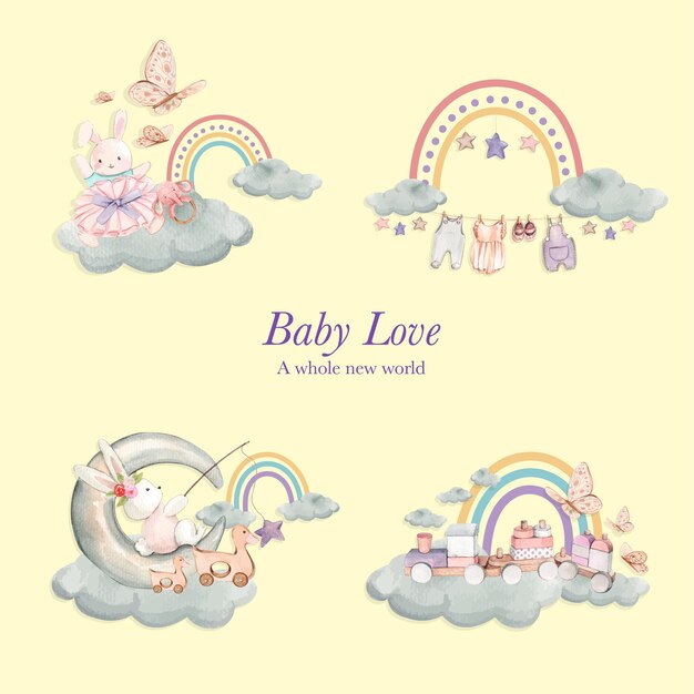 Modele D Affiche Avec Concept Bonjour Bebe Vecteur Premium