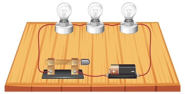 Vecteur gratuit ensemble de schéma de circuit infographique pour l'éducation scientifique avec piles et ampoule