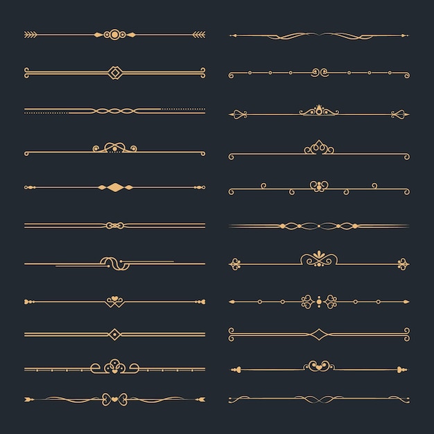 Ensemble de séparateurs ornementaux calligraphiques