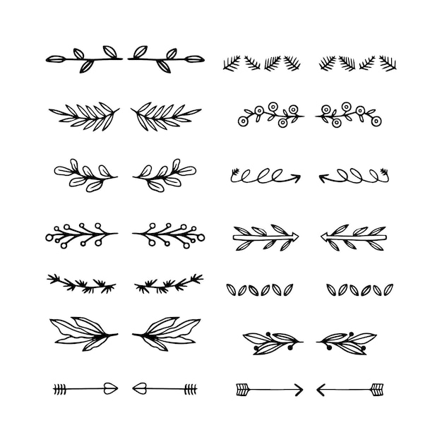 Vecteur gratuit ensemble de séparateurs ornementaux dessinés