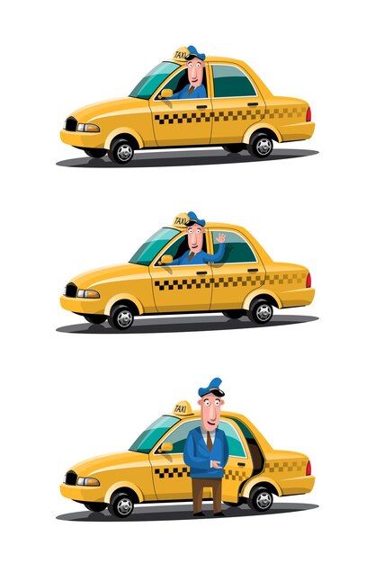 Ensemble de service de voiture de taxi