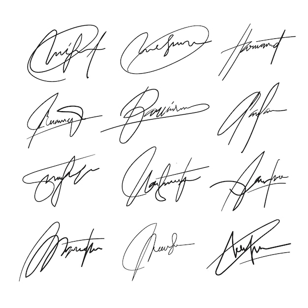 Ensemble De Signatures Dessiné à La Main