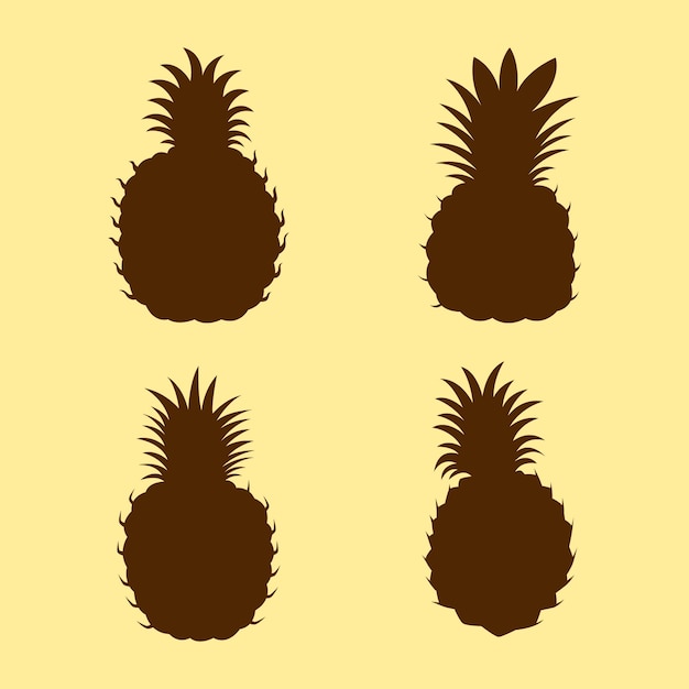 Ensemble De Silhouette D'ananas Dessiné à La Main