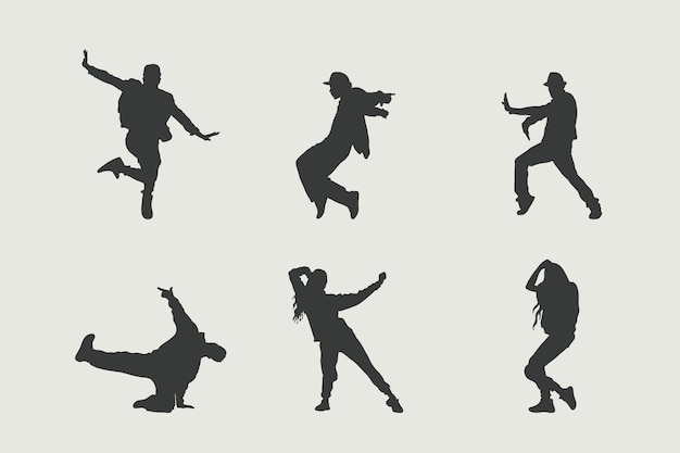 Vecteur gratuit ensemble de silhouette de danseur design plat