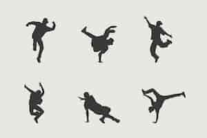 Vecteur gratuit ensemble de silhouette de danseur design plat