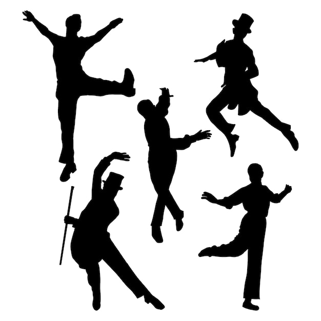 Ensemble de silhouette de danseur dessiné à la main