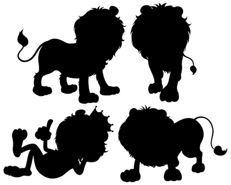 Vecteur gratuit ensemble de silhouette de lion