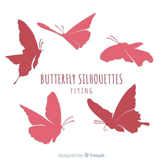 Vecteur gratuit ensemble silhouette papillon