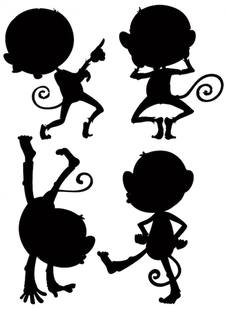 Ensemble de silhouette de singe