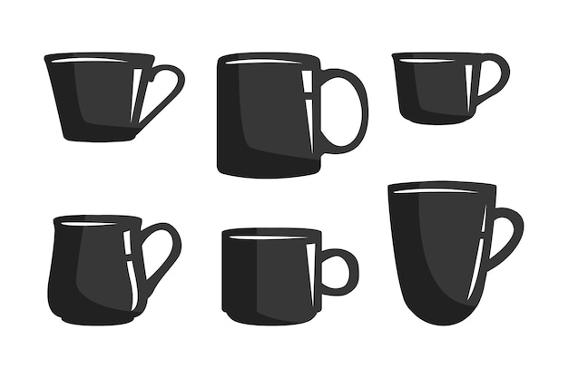 Vecteur gratuit ensemble de silhouette de tasse à café design plat