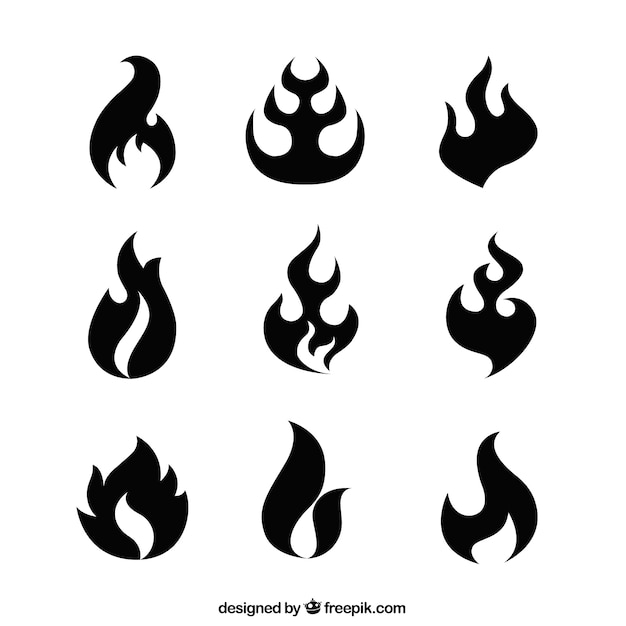 Vecteur gratuit ensemble de silhouettes abstraites de feu