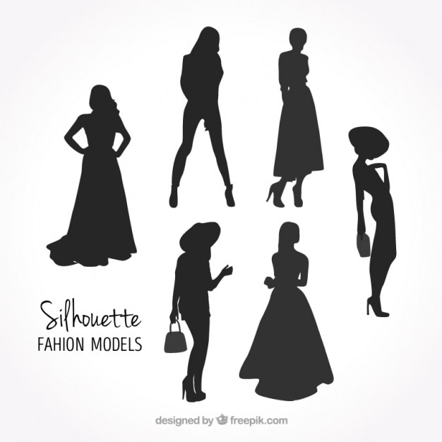 Vecteur gratuit ensemble de silhouettes de modèles