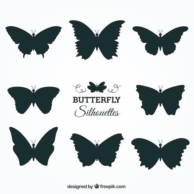 Ensemble De Silhouettes De Papillons Avec Une Variété De Designs