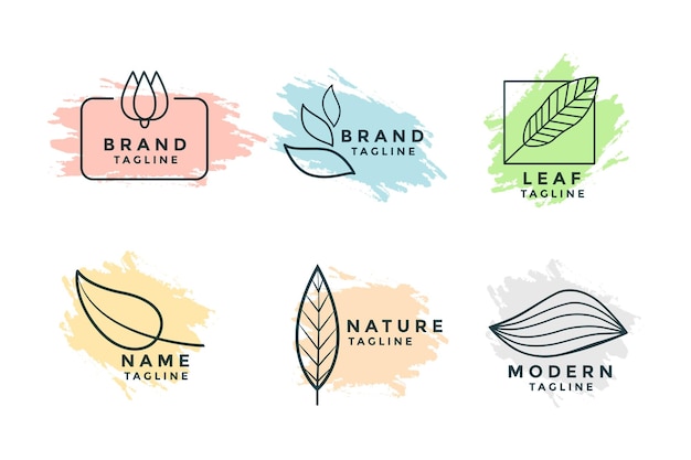 Vecteur gratuit ensemble de six logos monogrammes de style nature