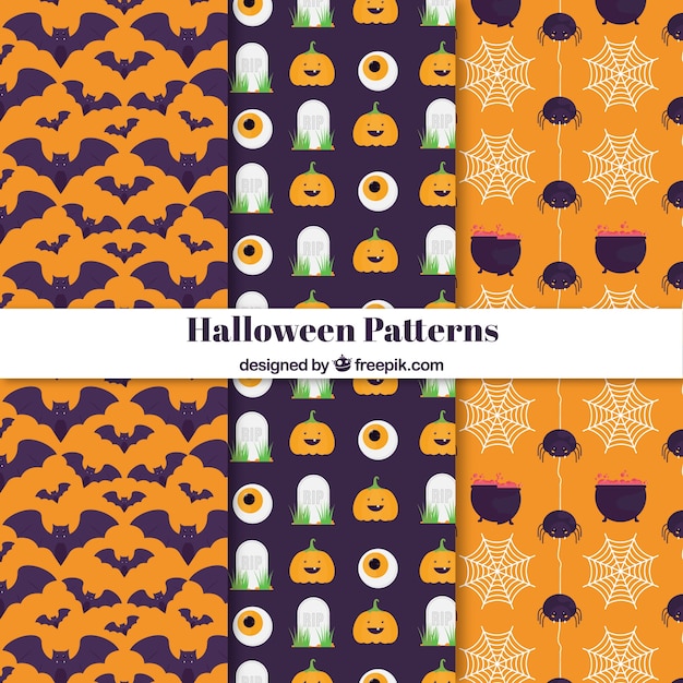 Ensemble De Six Motifs De Halloween Dans Un Design Plat