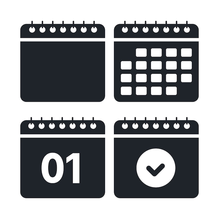 Vecteur gratuit ensemble de styles de glyphes de calendrier