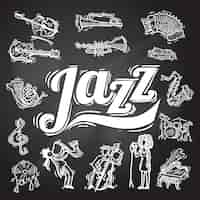 Vecteur gratuit ensemble de tableau de jazz