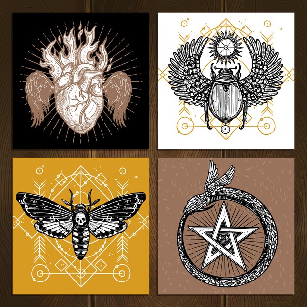 Ensemble de tatouage occulte