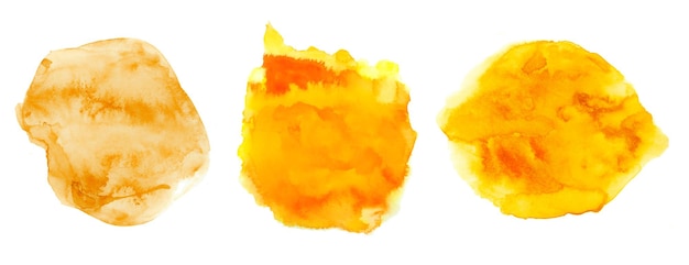 Ensemble de texture aquarelle jaune cercle peint à la main