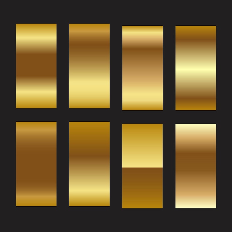 Vecteur gratuit ensemble de texture dégradé de feuille d'or