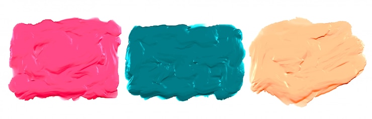 Vecteur gratuit ensemble de texture de peinture aquarelle acrylique épaisse de trois
