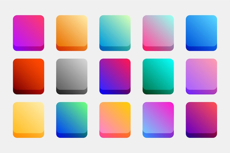 Vecteur gratuit ensemble de toile de fond de palette de dégradé coloré pour le vecteur de l'application uiux