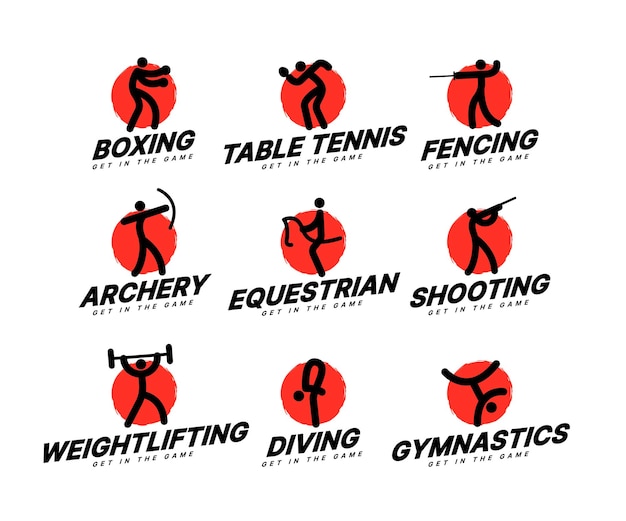 Ensemble de tournoi d'icônes de sport concept de logo de club de sport conception de symbole de sport abstrait