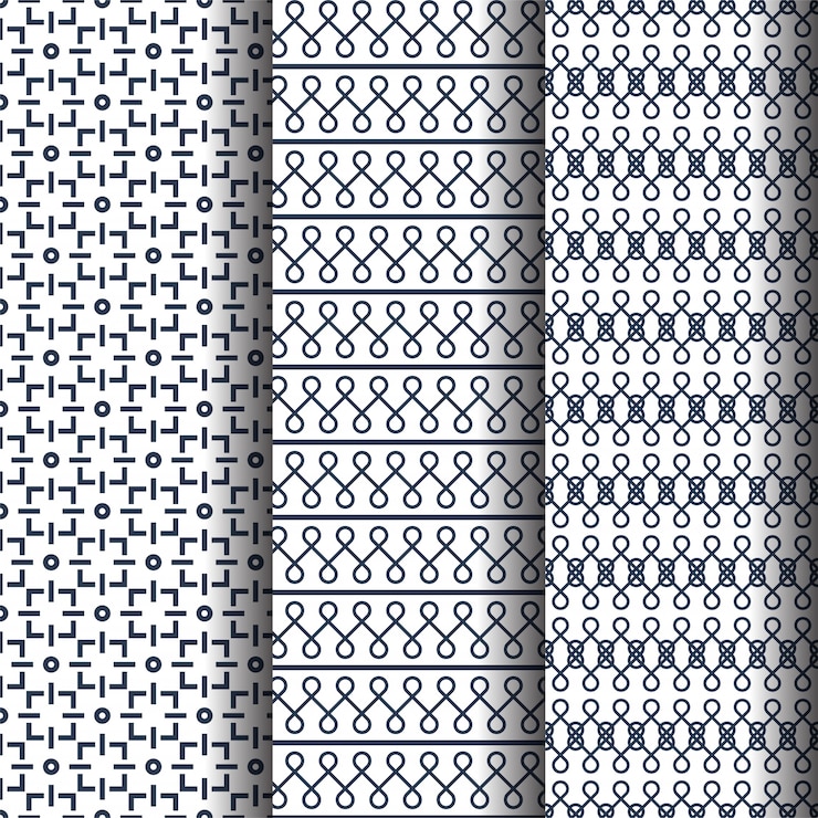 Vecteur gratuit ensemble de trois motifs ou textures abstraites abstraites abstraites.