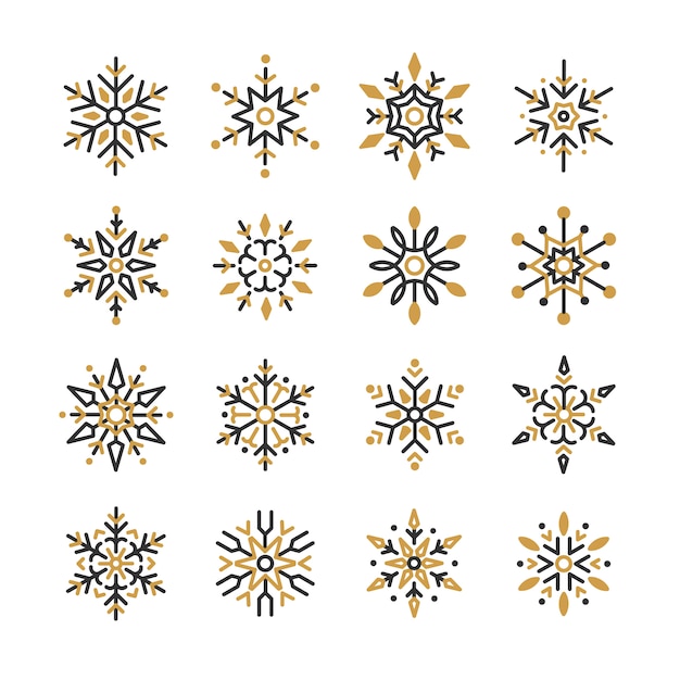 Vecteur gratuit ensemble de vecteur de design de noël flocons de neige