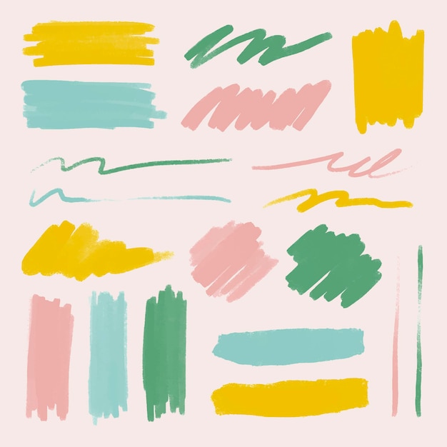 Ensemble de vecteur d'élément de trait de pinceau coloré