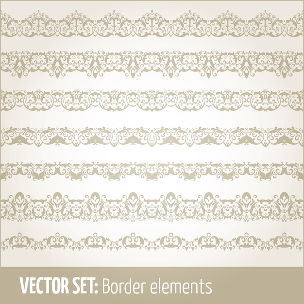 Ensemble de vecteur d'éléments de bordure et d'éléments de décoration de page. Modèles d'éléments de décoration de frontière. Illustrations vectorielles de frontières ethniques.