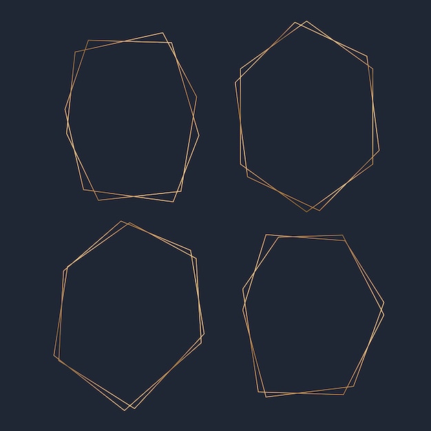 Vecteur gratuit ensemble de vecteur d'image hexagone vide doré
