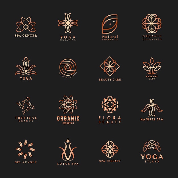 Vecteur gratuit ensemble de vecteur de logo yoga et spa