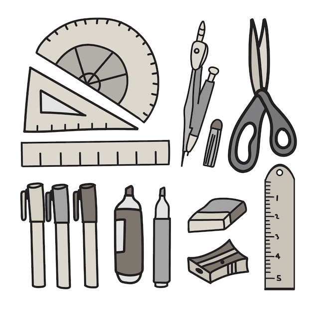 Ensemble de vecteur de style de papeterie doodle