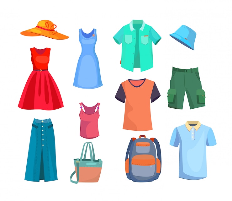Vecteur gratuit ensemble de vecteur de vêtements