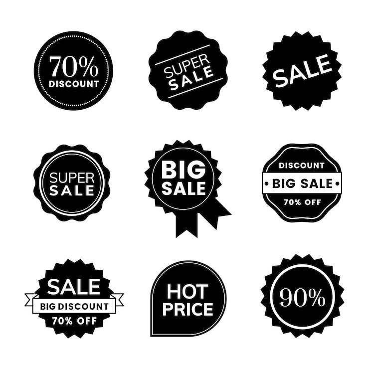 Vecteur gratuit ensemble de vecteurs de badge de promotion